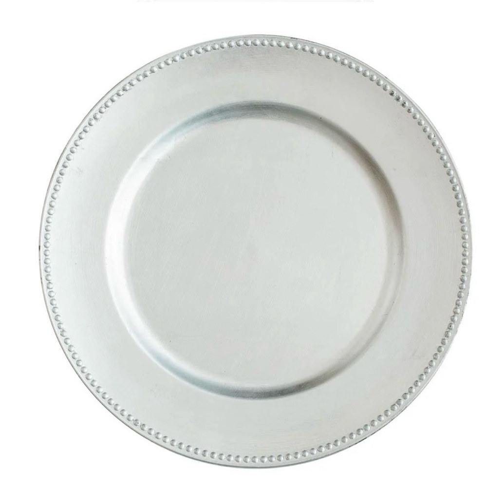 20 Classic Silver Beaded Charger Plates - Home Dining